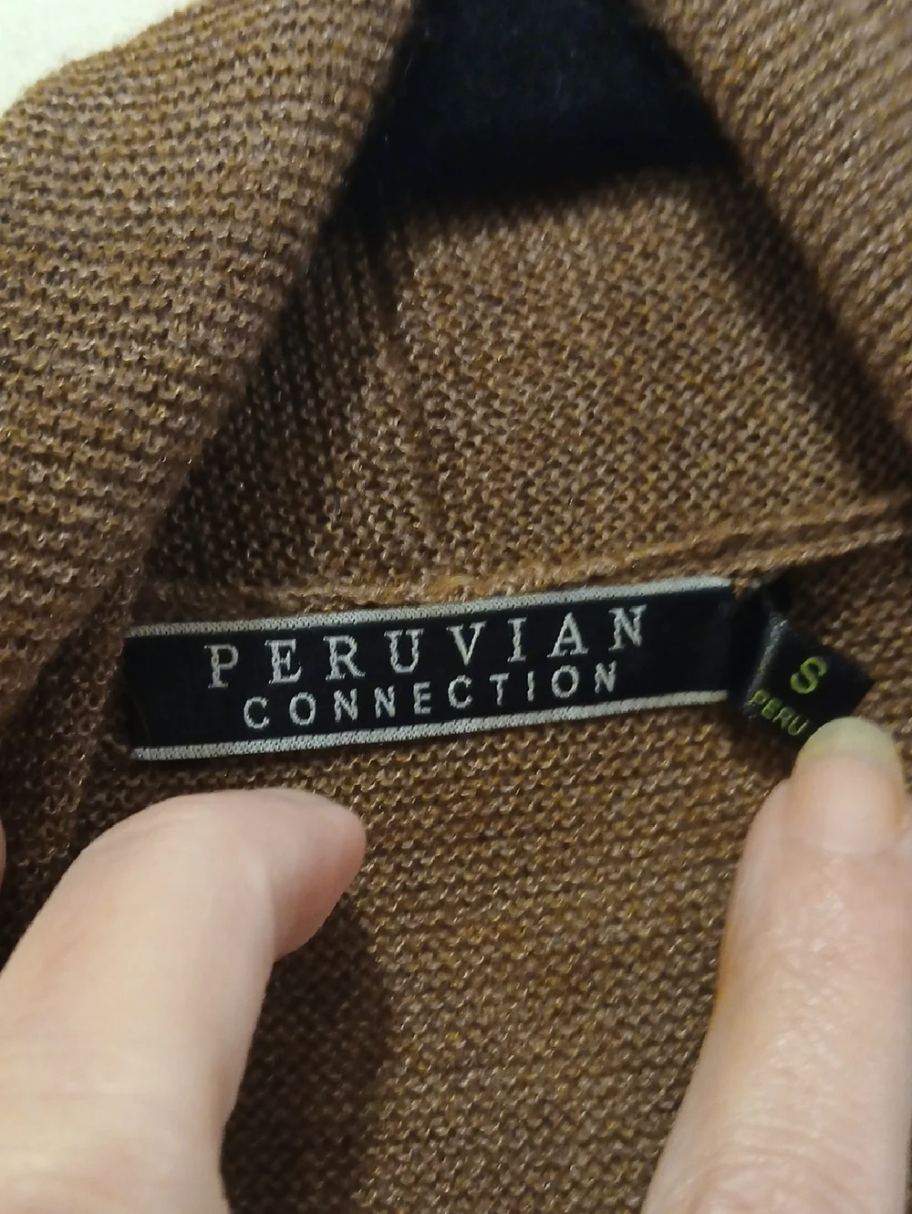 Peruvian Connection Brown Baby Alpaca Silk Blend Open Front Cardigan Size Small - Picture 2 of 4